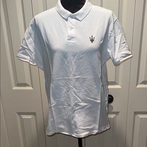 Women’s Maserati black Embroidered white Short Sleeve Polo (L)